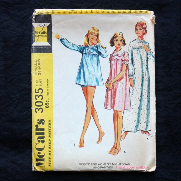 Vintage McCalls Sewing Pattern Uncut 3035 Misses Small Babydoll Nightgown Pantie - Picture 4 of 4